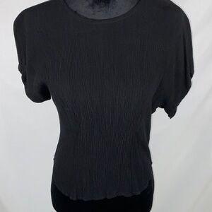 Vintage Sharon Anthony Petite Rayon Black Women's Top 14P